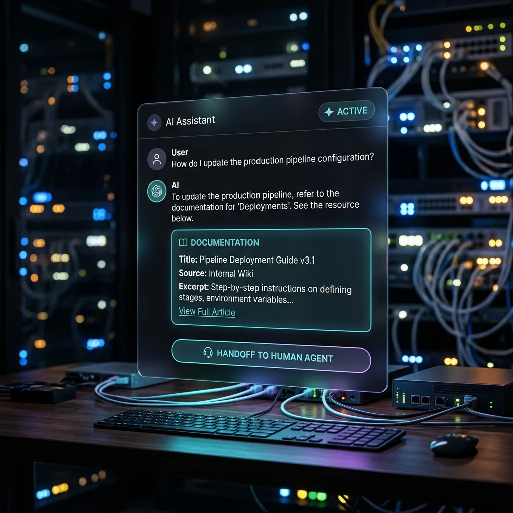 Interface d'un assistant branché sur une base de connaissances