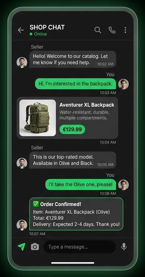 Écran d'une conversation WhatsApp.