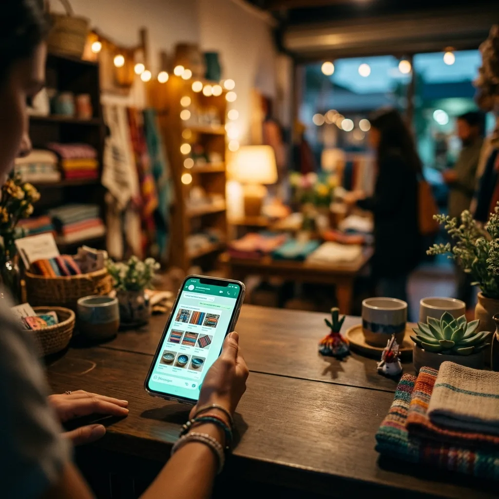 Téléphone ouvert sur un catalogue, posé sur le comptoir d'une boutique, illustration de l'article.